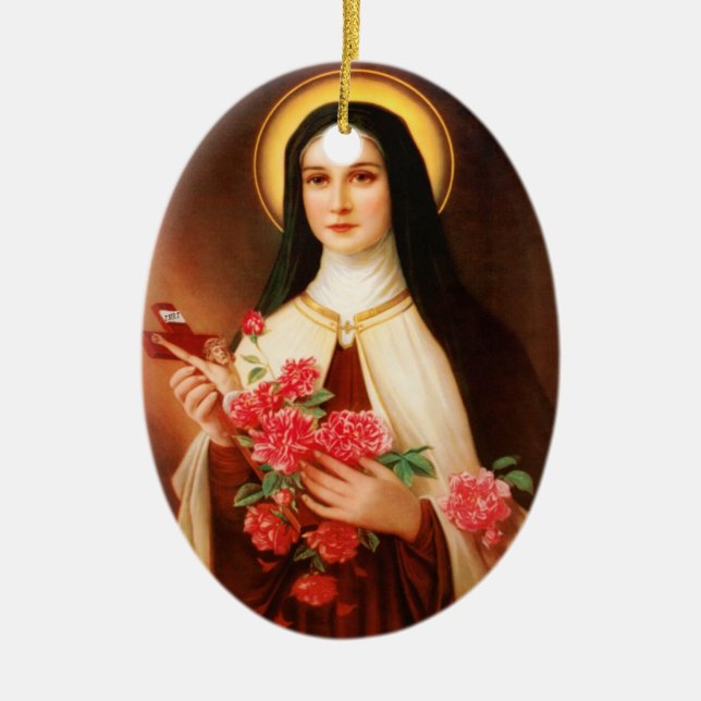 St. Thérèse der Lisieux Weihnachtsverzierung Keramik Ornament (Vorne)