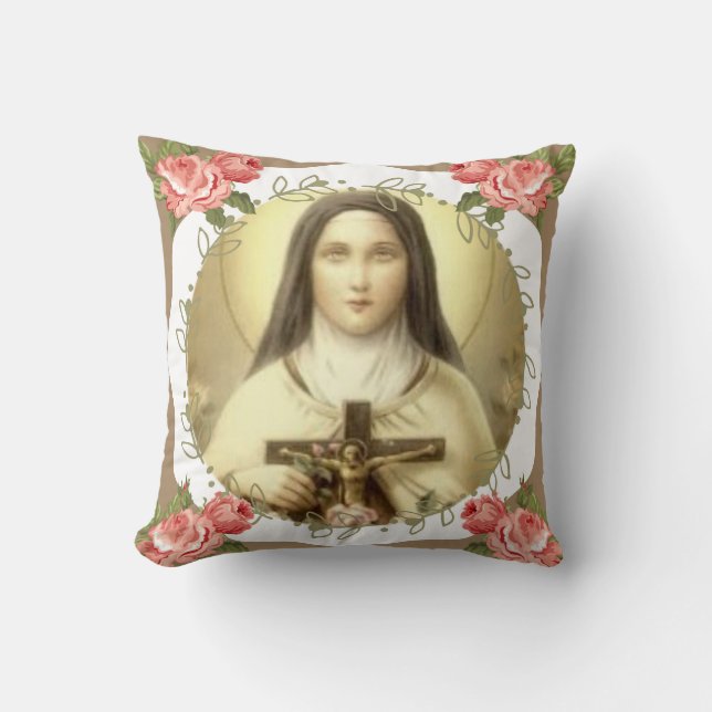 St. Therese des Kindes Jesus wenig Blume Kissen (Vorderseite)