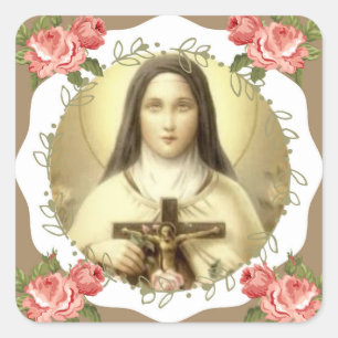 St. Therese des Kindes Jesus wenig Blume Quadratischer Aufkleber