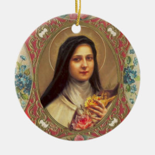 St. Therese des Säuglings-Jesus-Rosen-Kruzifixs Keramik Ornament