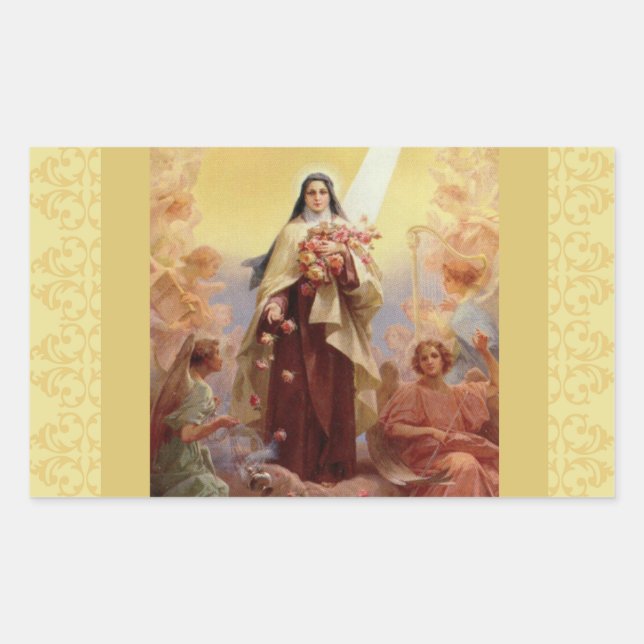 St. Therese, die Kleine Blume Angels Rechteckiger Aufkleber (Vorderseite)