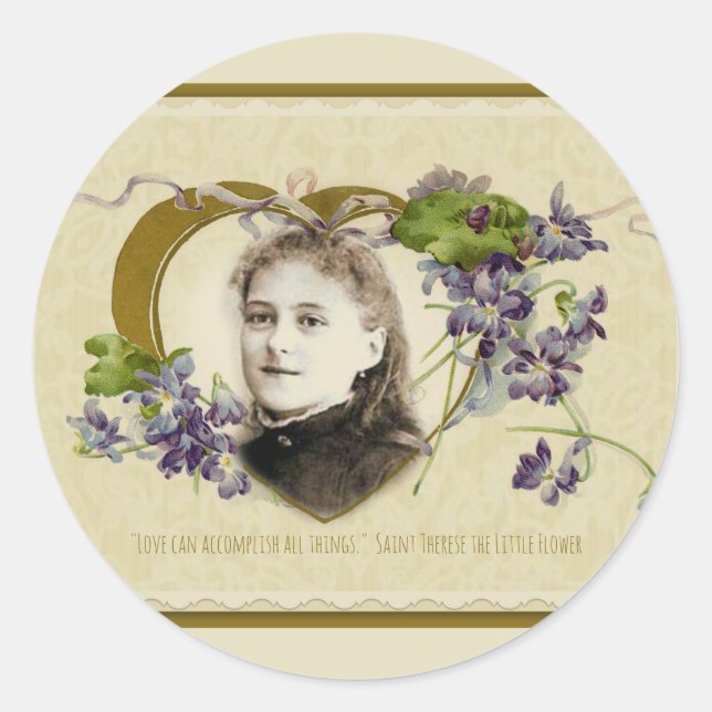 St. Therese die kleinen Blume Violets Runder Aufkleber (Vorderseite)