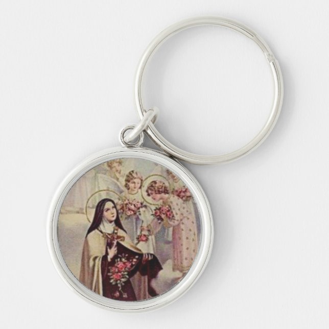 St. Therese die kleinen Blumen-Rosa-Rosen-Engel Schlüsselanhänger (Vorne)