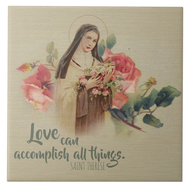 St. Therese die kleinen Blumen-Rosa-Rosen Fliese (Vorderseite)