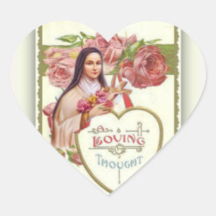 St. Therese die kleinen Blumen-Rosa-Rosen Herz-Aufkleber