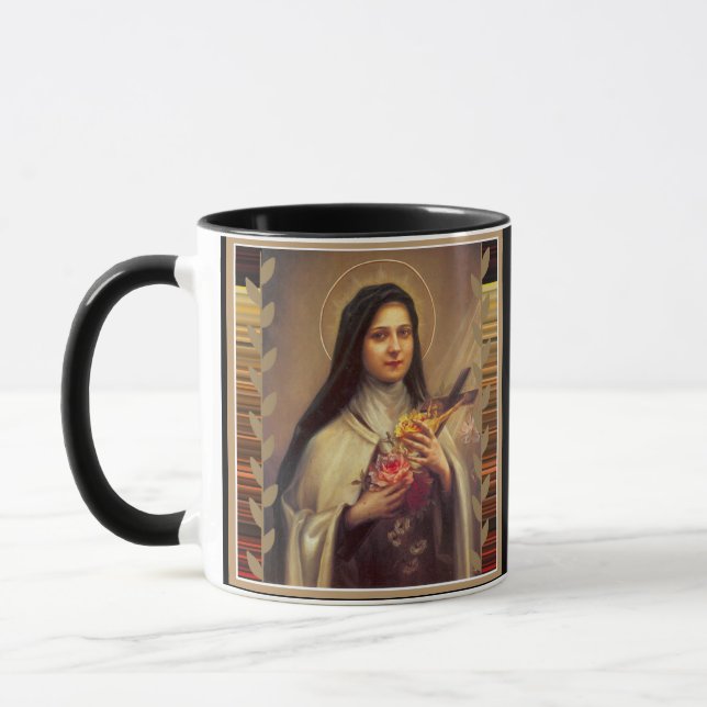 St. Therese die kleinen Blumen-Rosa-Rosen Tasse (Links)