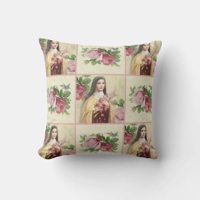 St. Therese die kleinen Rosen der Blume w/pink Kissen (Vorderseite)