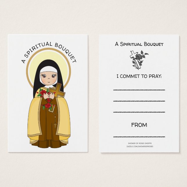 St. Therese Jesus spirituelle Bouquet Gebetskarte (Vorne & Hinten)