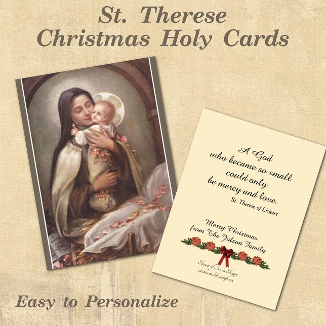 St. Therese Katholische Weihnachtskartentraining Visitenkarte (Personalized St. Therese the Little Flower Prayer Holy Cards)