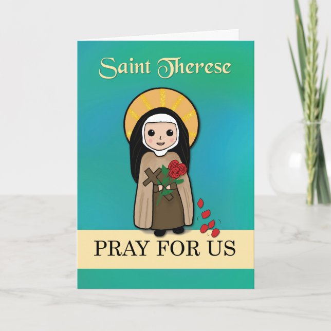 St. Therese Lisieux Beten für uns Einfache katholi Karte (Vorderseite)