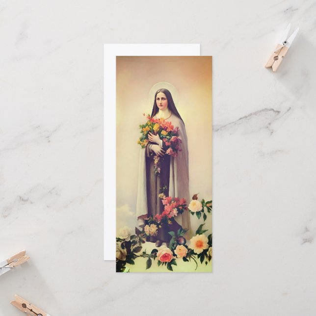 St. Therese Lisieux Grußkarte Karte (Vorderseite/Rückseite Beispiel)