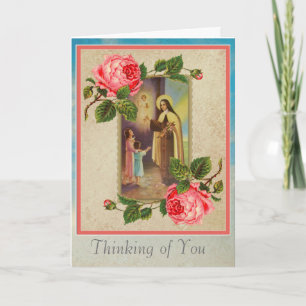 St. Therese mit Kinder & Kind Jesus Eucharist Karte