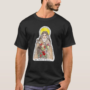 St Therese of Lisieux Kinder Kleine Blume Rose Cat T-Shirt