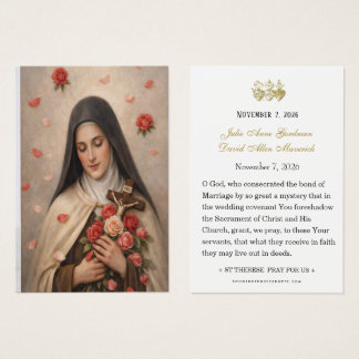 St Therese of Lisieux Wedding Prayer Card 
