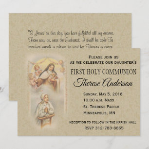 St. Therese première communion sainte Invitations