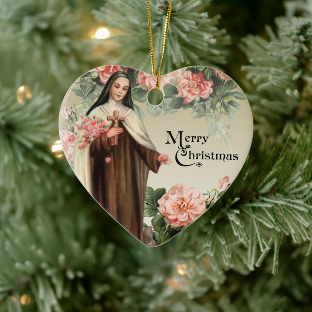 St. Therese Religiöse katholische Weihnachtsgeburt Keramik Ornament (Baum)