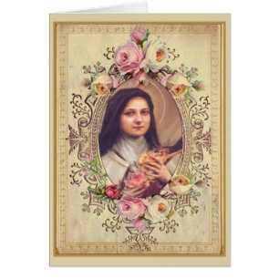 St Therese Rose Crucifix Vintage Gold Frontière