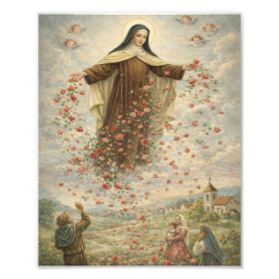 St. Therese Rosenregen aus dem Himmel Fotodruck