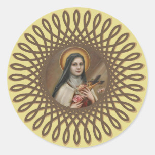 St. Therese the Little Blume Deko Border Runder Aufkleber