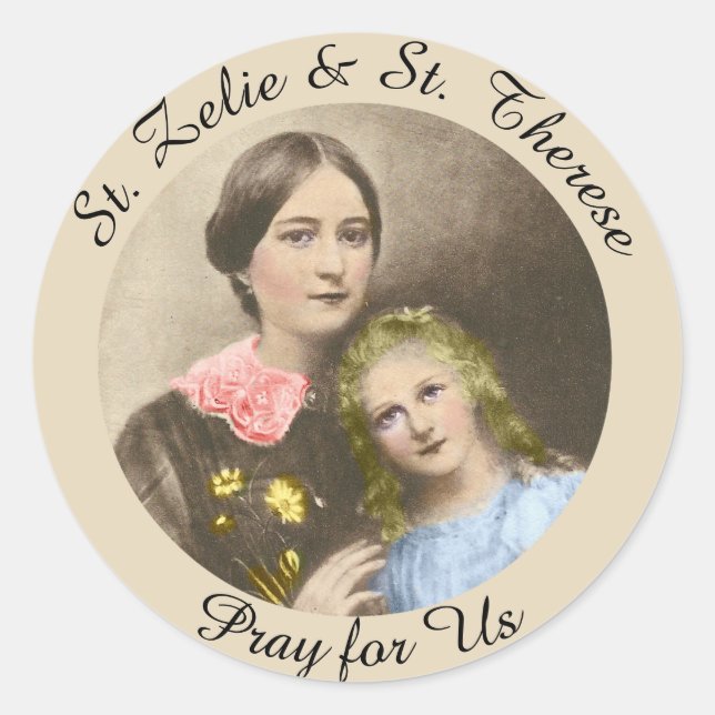 St. Therese und ihre Mutter St. Zelie Martin Runder Aufkleber (Vorderseite)