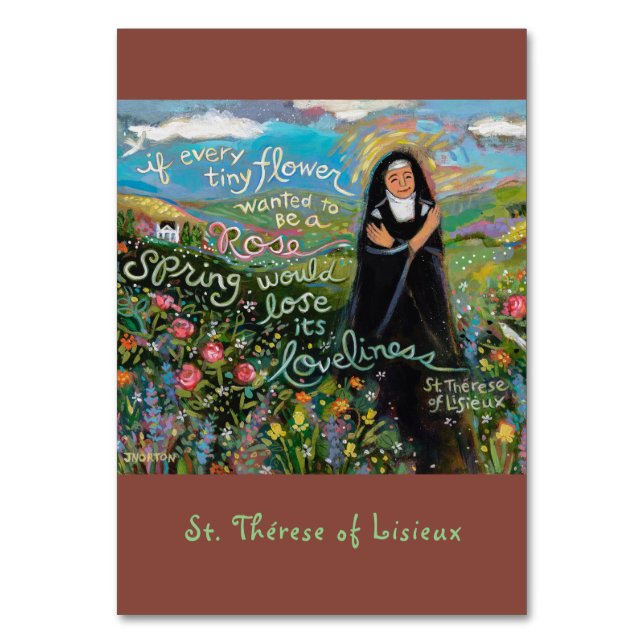 St. Therese von Lisieux Gebetskarte Tischnummer (Vorderseite)