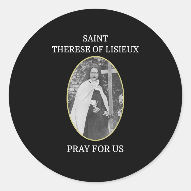 St. Therese von Lisieux T - Shirt Saint Little Blu Runder Aufkleber (Vorderseite)