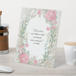 St. Therese Zitat Pink Roses Wedding Floral Sockelschild
