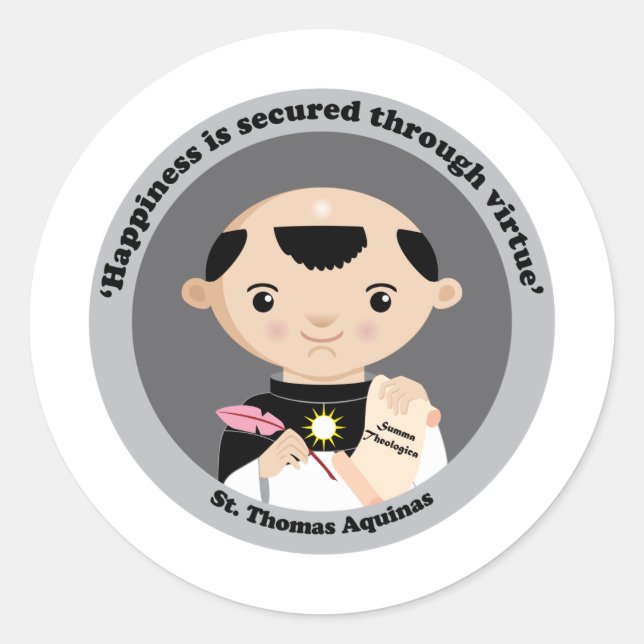 St. Thomas Aquinas Runder Aufkleber (Vorderseite)