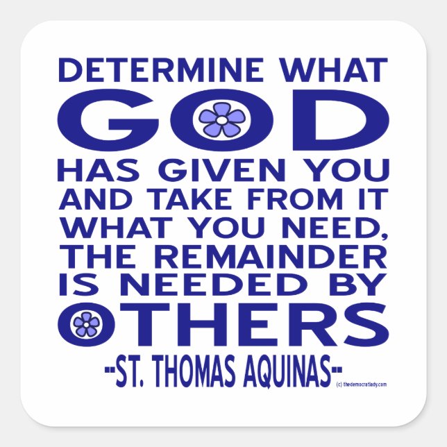 St. Thomas Aquinas Zitat Quadratischer Aufkleber (Vorderseite)