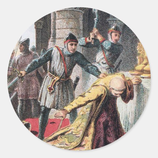 St. Thomas Becket Erzbischof von Canterbury Runder Aufkleber (Vorderseite)