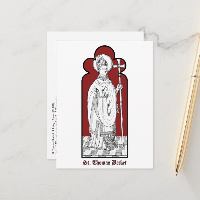 St. Thomas Becket Holding a Sword (M 033) Postkarte (Vorderseite/Rückseite Beispiel)
