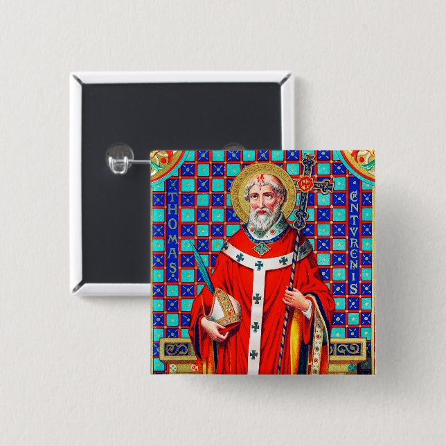 St. Thomas Becket in roter Kasel (K 34) Button (Vorne & Hinten)