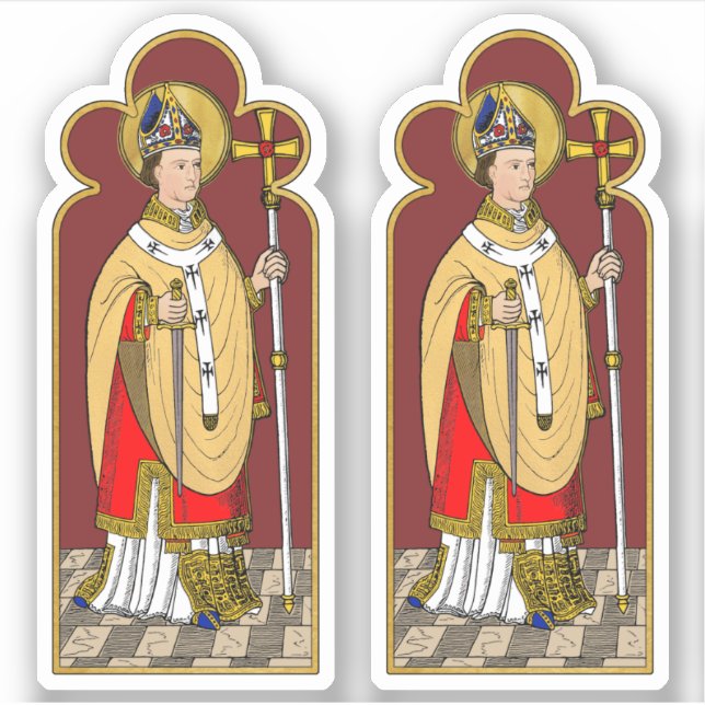 St. Thomas Becket mit Schwert (M 033; koloriert) Aufkleber (Vorderseite)