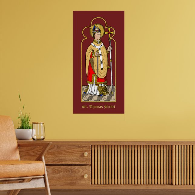 St. Thomas Becket mit Schwert (M 033; koloriert) Poster (Wohnzimmer 2)