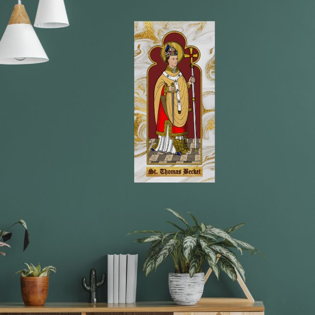 St. Thomas Becket mit Schwert (M 033; koloriert) Poster (Wohnzimmer 1)