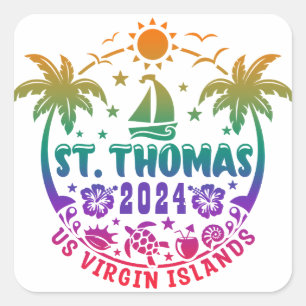 St. Thomas Bliss: Tropische Amerikanische Jungfern Quadratischer Aufkleber