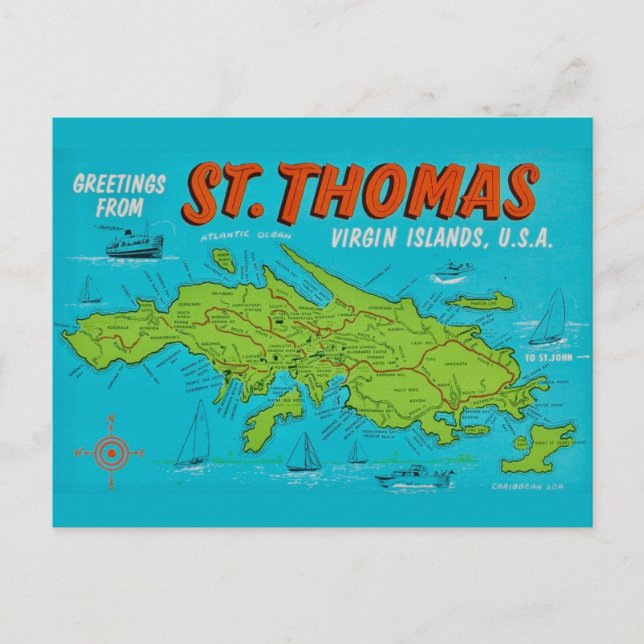 St. Thomas Insel Postkarte (Vorderseite)