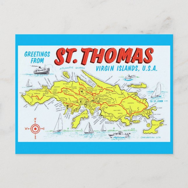St. Thomas Jungfrau Islands Postkarte (Vorderseite)