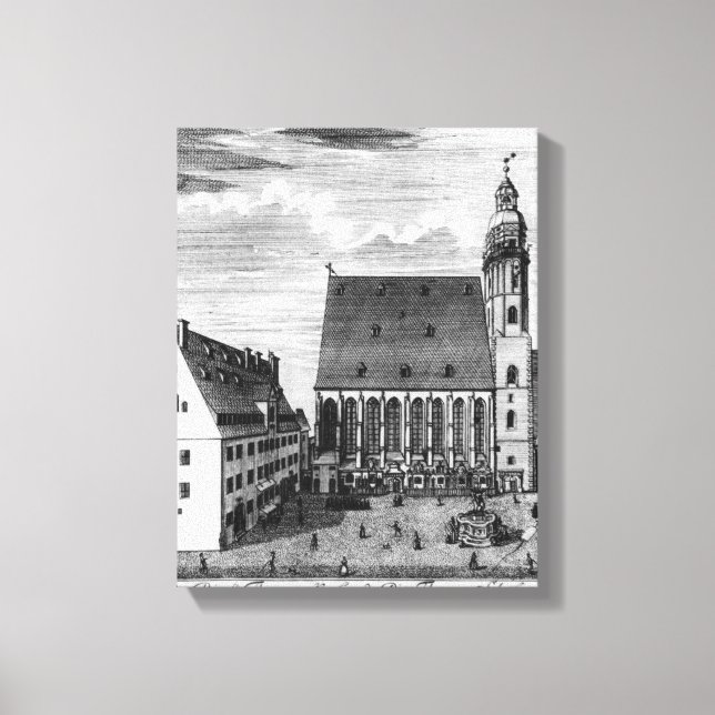 St. Thomas Kirche und Schule in Leipzig, 1723 Leinwanddruck (Vorderseite)