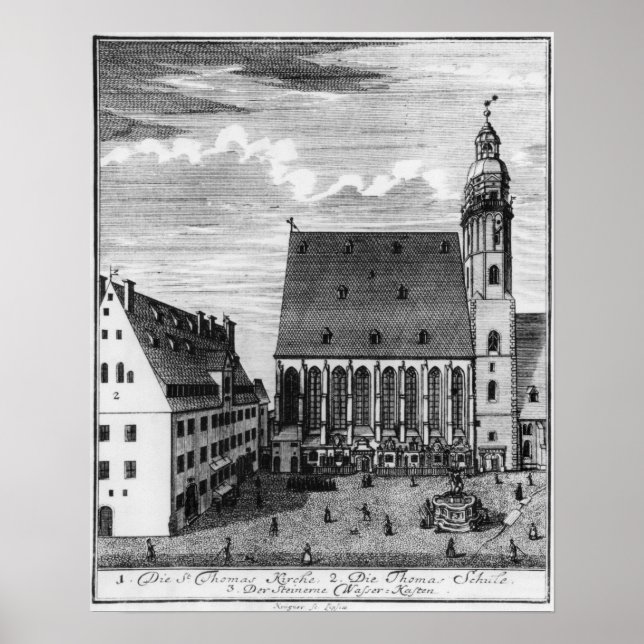 St. Thomas Kirche und Schule in Leipzig, 1723 Poster (Vorne)