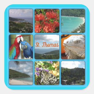 St Thomas - landschaftliche Foto-Collage Quadratischer Aufkleber
