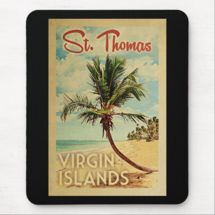 St Thomas Palm Tree Vintage Travel Mousepad