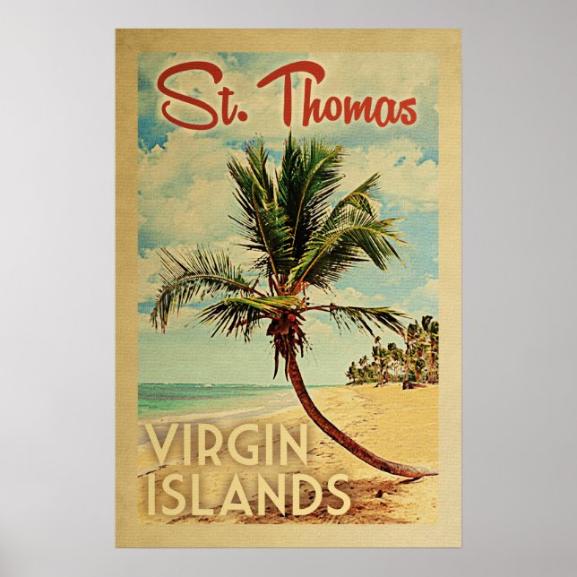 St Thomas Palm Tree Vintage Travel Poster (Vorne)