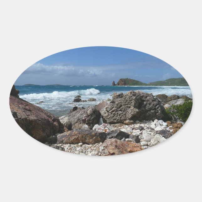 St. Thomas Rocky Beach Ovaler Aufkleber (Vorderseite)