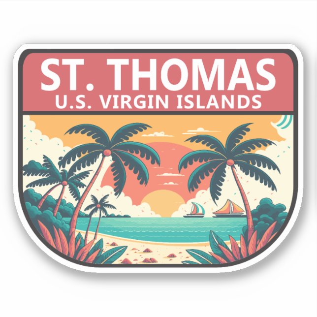 St Thomas U.S. Jungfrau Islands Retro Emblem Aufkleber (Vorderseite)