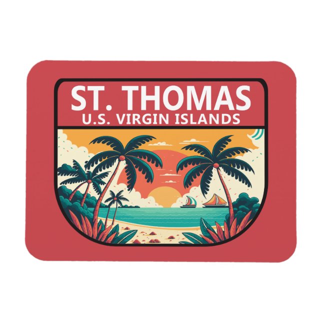 St Thomas U.S. Jungfrau Islands Retro Emblem Magnet (Horizontal)