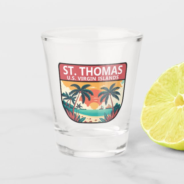St Thomas U.S. Jungfrau Islands Retro Emblem Schnapsglas (Vorderseite)