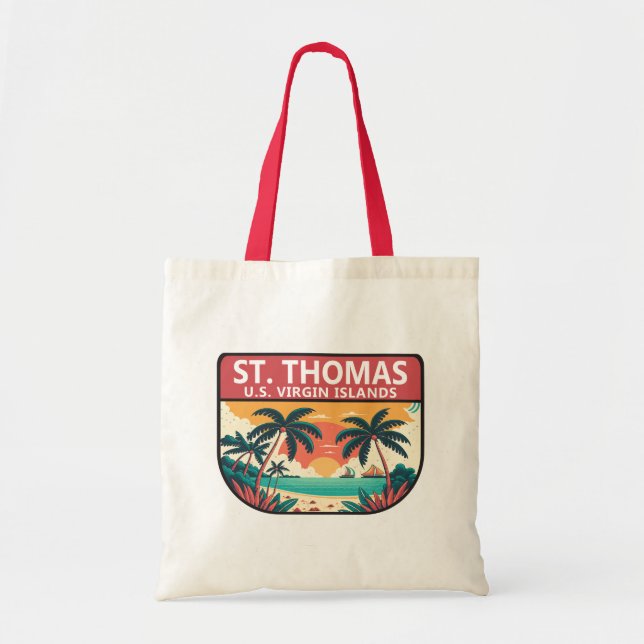 St Thomas U.S. Jungfrau Islands Retro Emblem Tragetasche (Vorne)