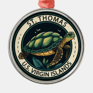 St Thomas U.S. Jungfrau Islands Turtle Abzeichen Ornament Aus Metall