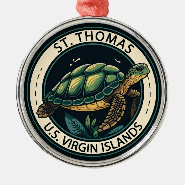 St Thomas U.S. Jungfrau Islands Turtle Abzeichen Ornament Aus Metall (Vorne)